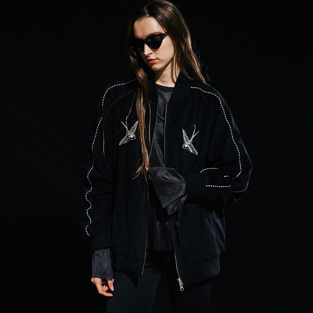 SP VELVET SWALLOW SOUVENIR JACKET-BLACK