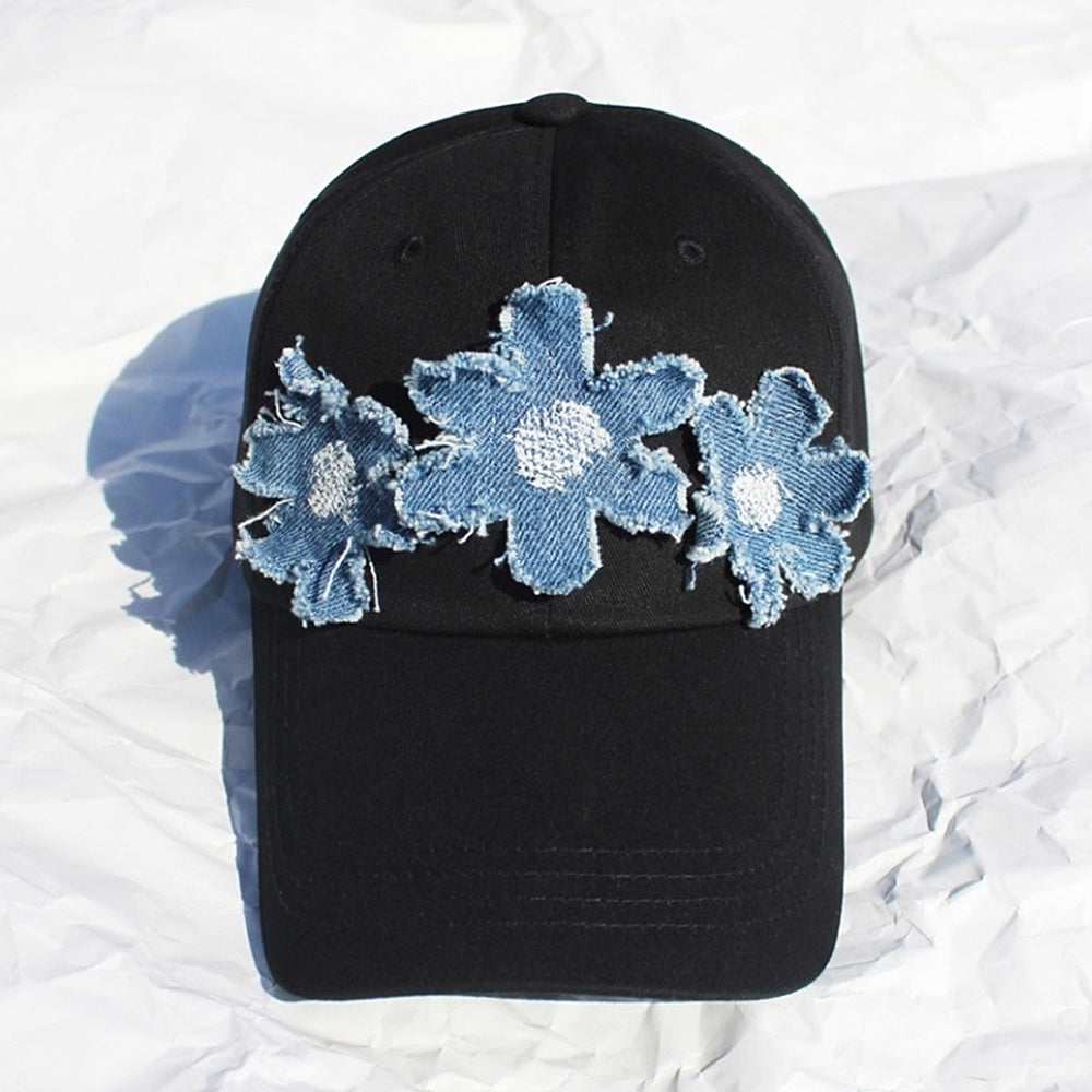 denim flower ball cap