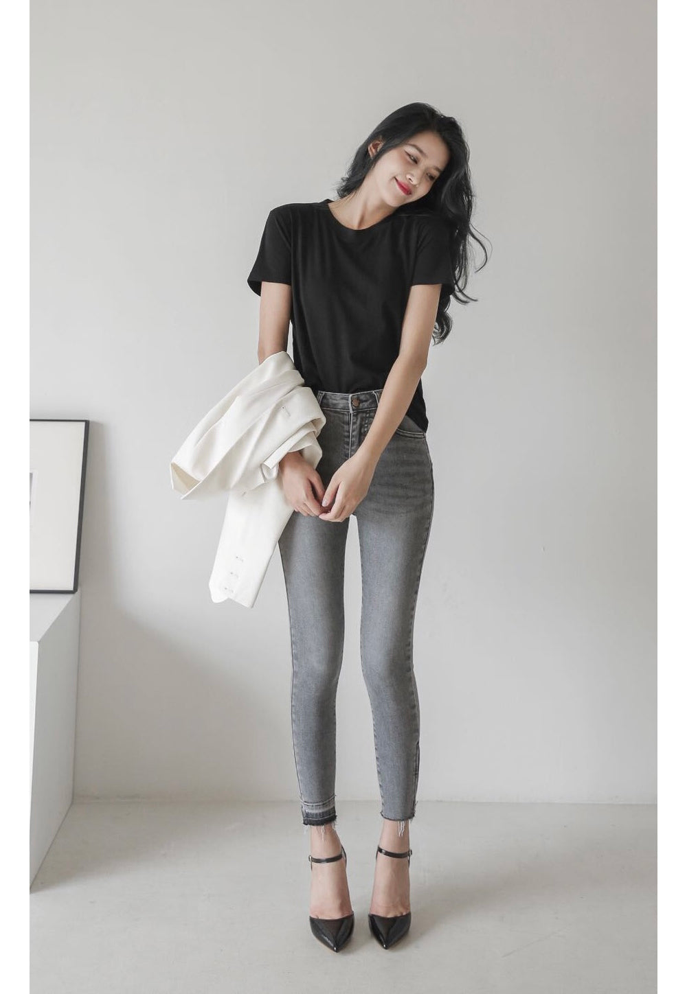 GRAY SKINNY JEAN [6860]