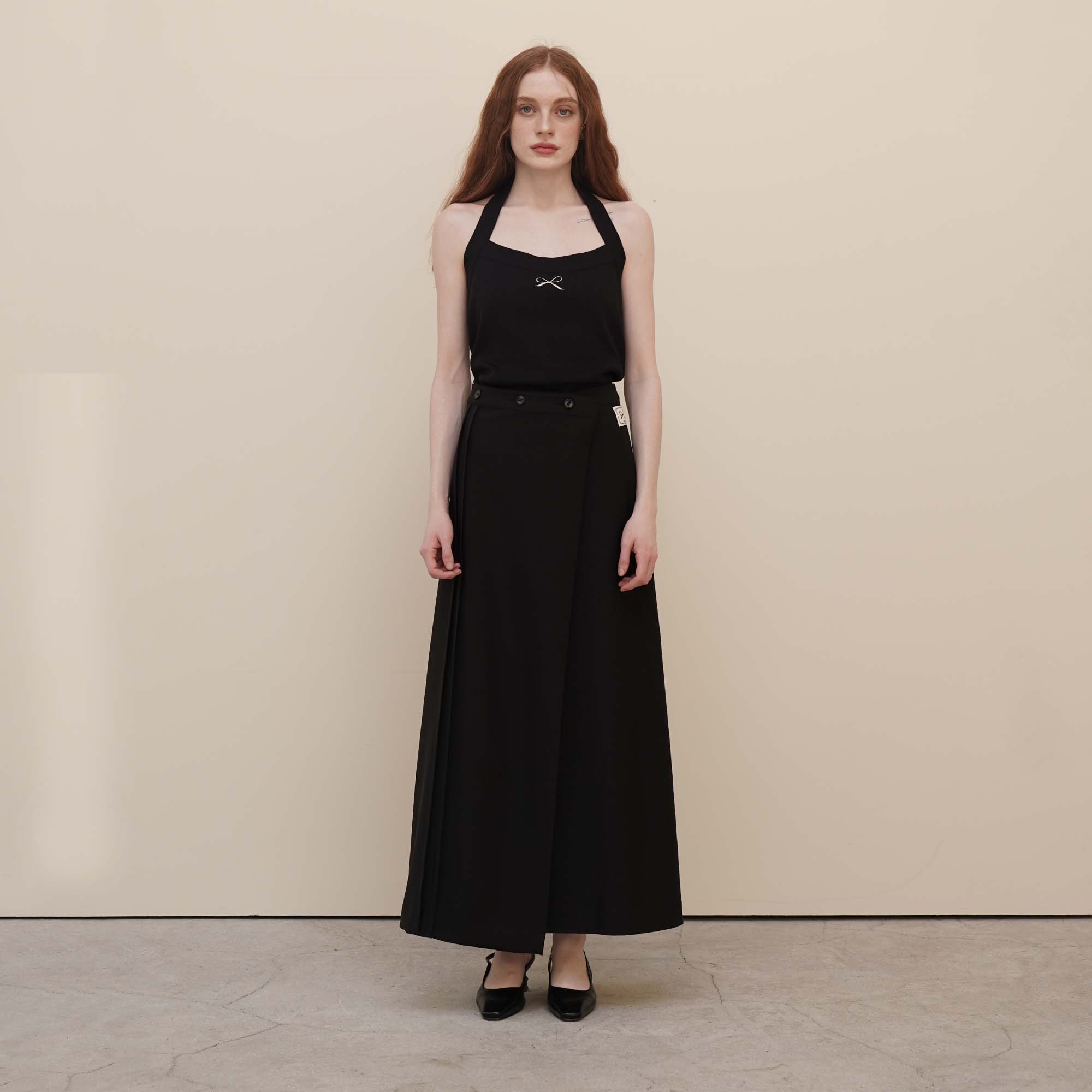 Black Long Wrap Skirts