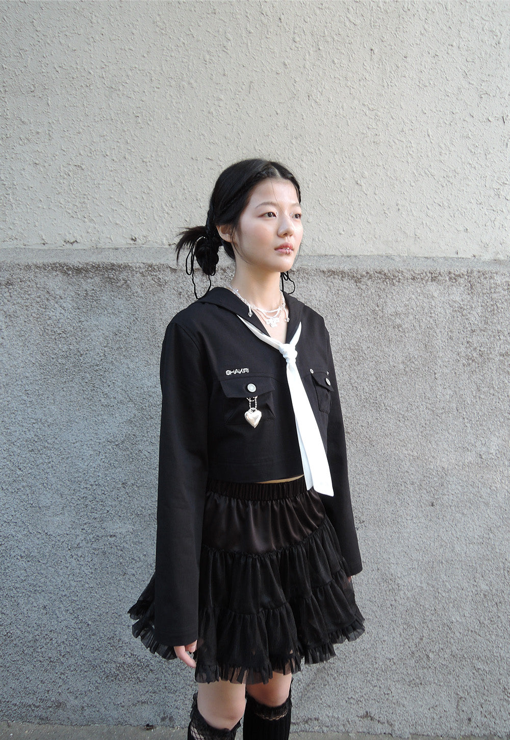 SAILOR TIE BLOUSE _BLACK