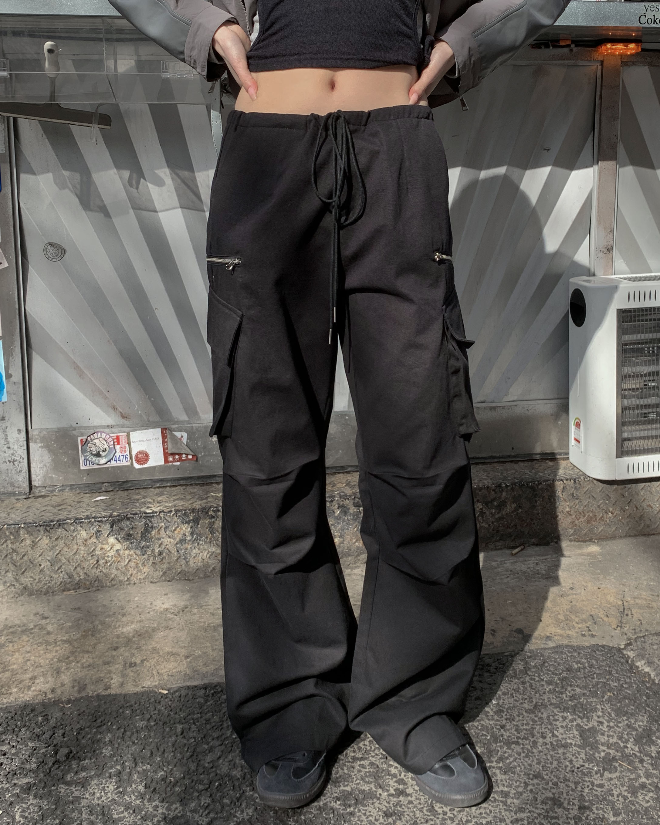 (Unisex) Zipper big cargo pants