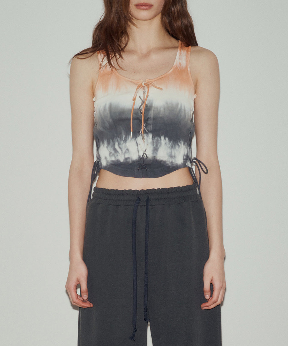 DYED LACE-UP SLEEVELESS (ORANGE)