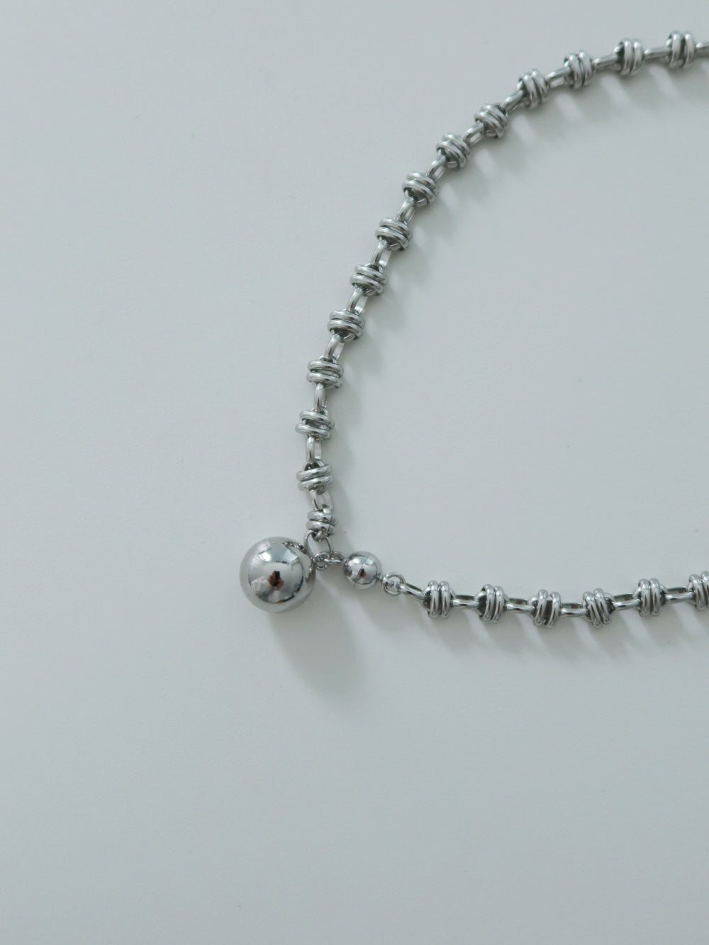 layer chain ball necklace - silver