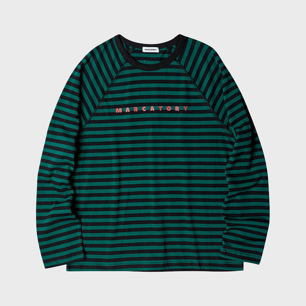 STRIPE RAGLAN LOGO LONG SLEEVE (GREEN)