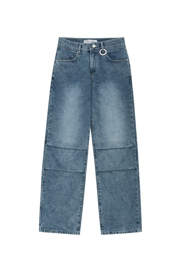 Double pintuck denim pants