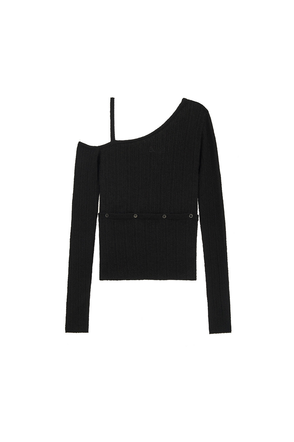 TWO WAY RIBBED ASYMMETRIC KNIT TOP (BLACK)