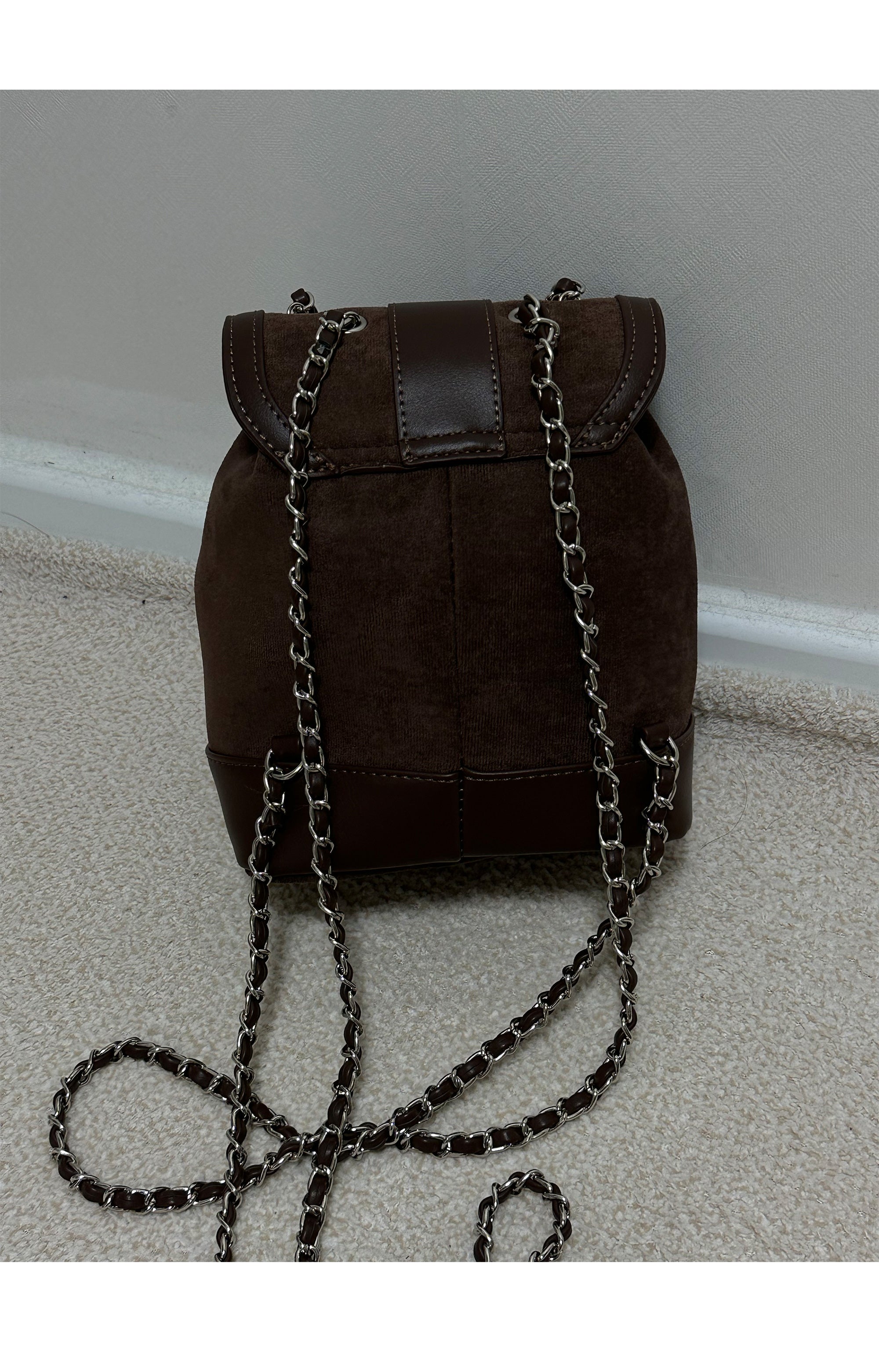 Suede Backpack Mini Bag Chain Winter Bag Backpack