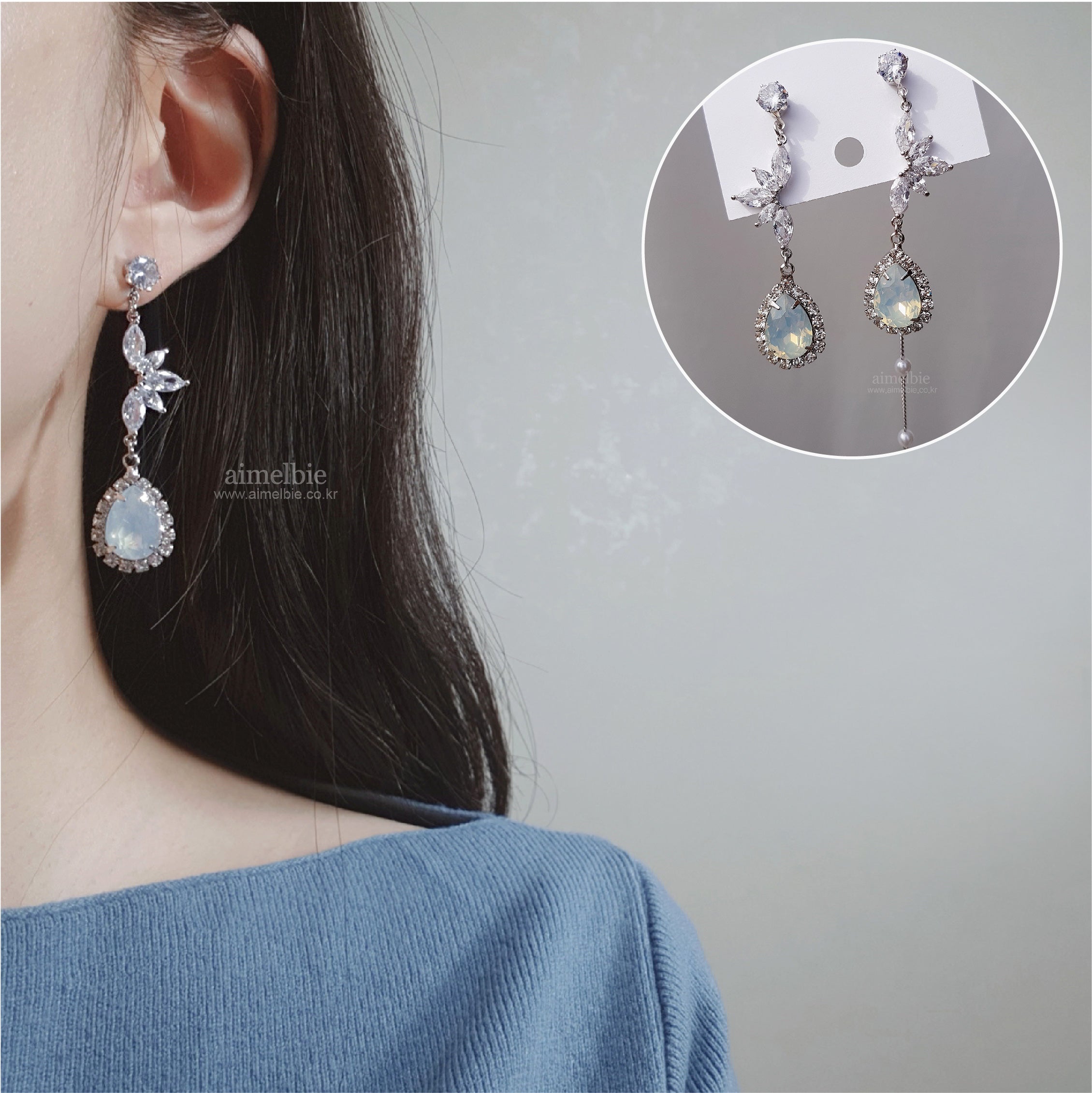 Heavenly Crystal Earring - White Opal Color