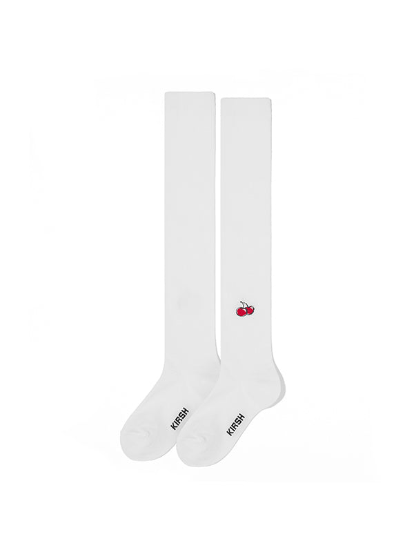 CHERRY LOGO KNEE SOCKS [WHITE]