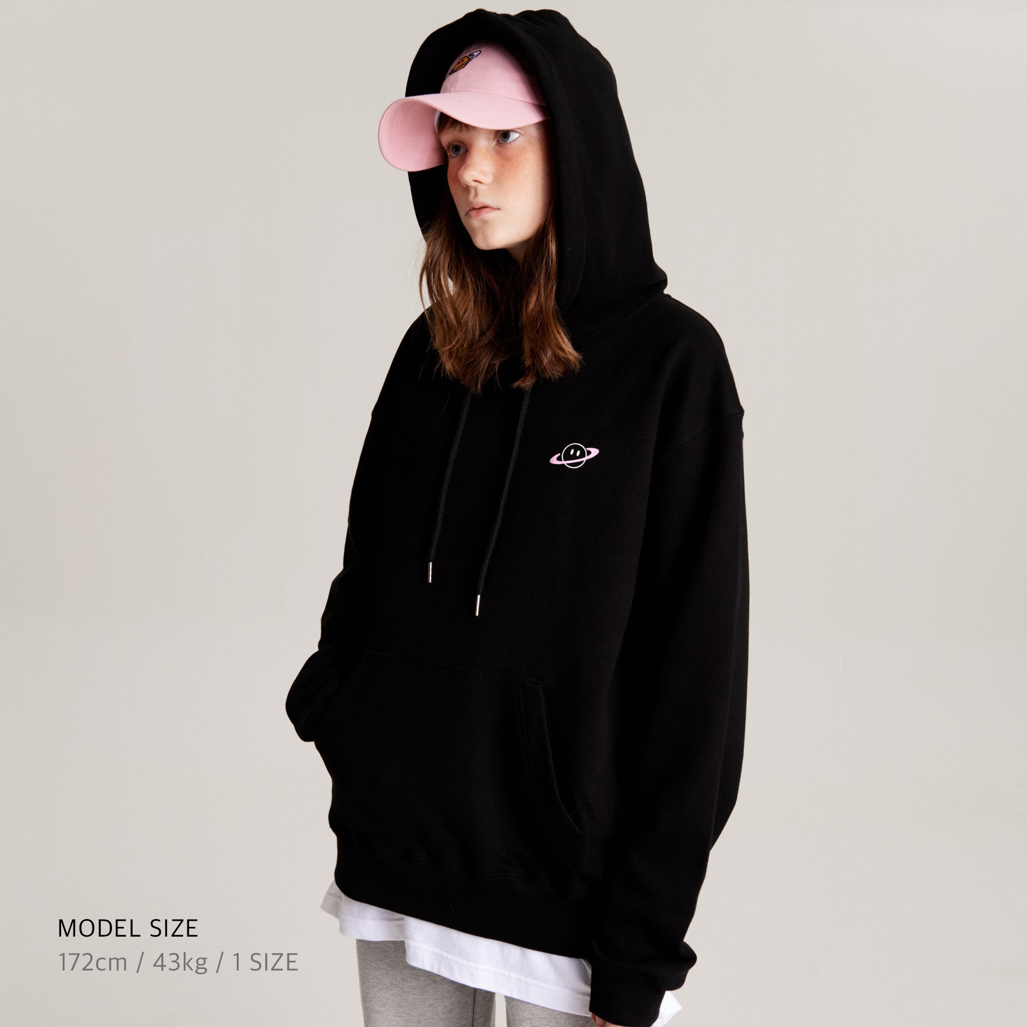 Over-sized Signature Hoodie with Pink Band