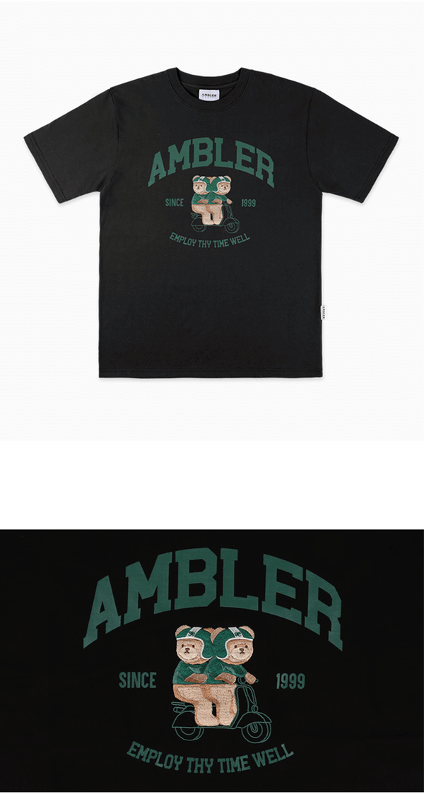 AMBLER 男女共用 Delivery bear オーバーフィット 半袖 Tシャツ AS1014