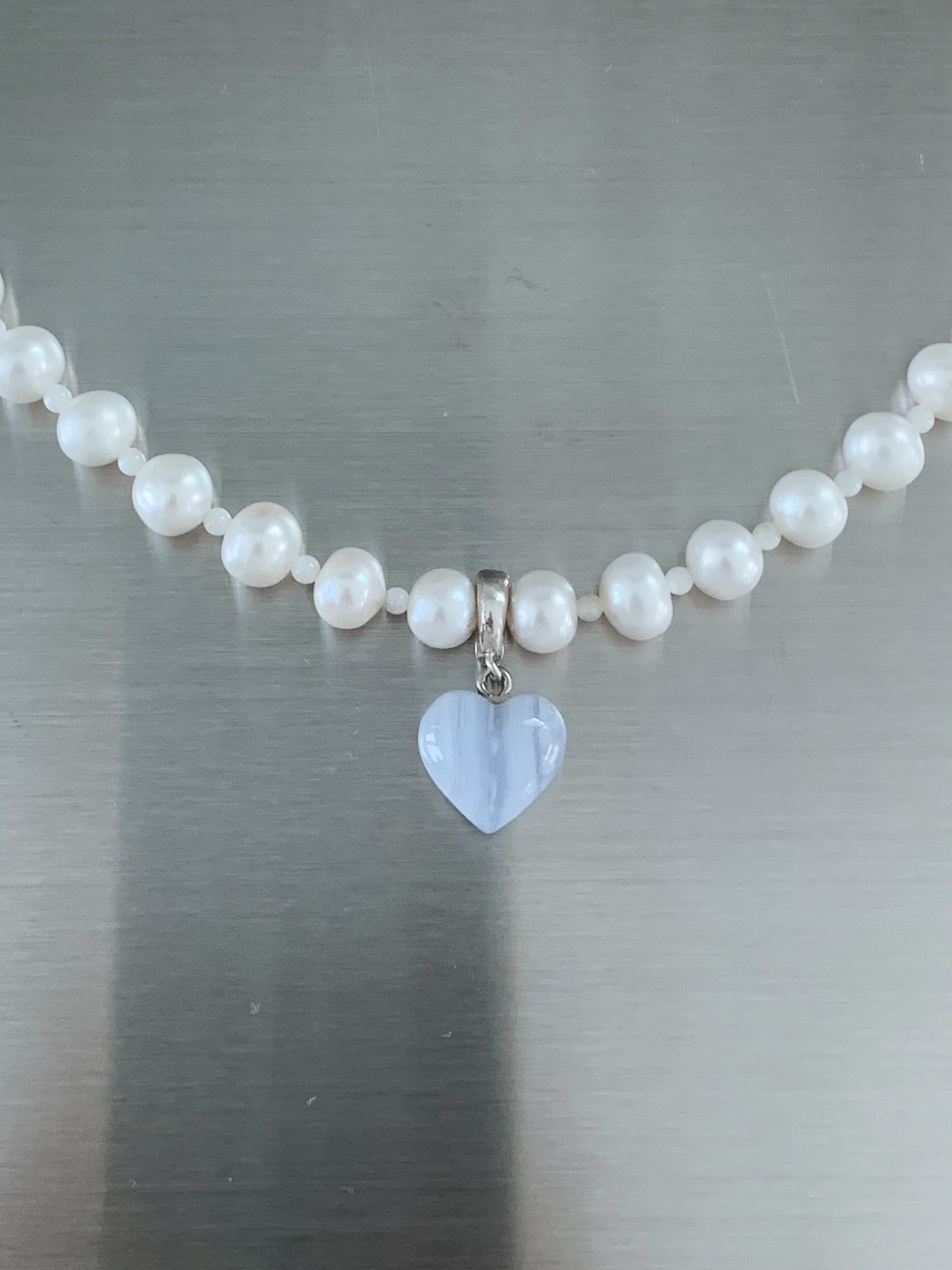 [925silver] Heidi's pearl heart necklace