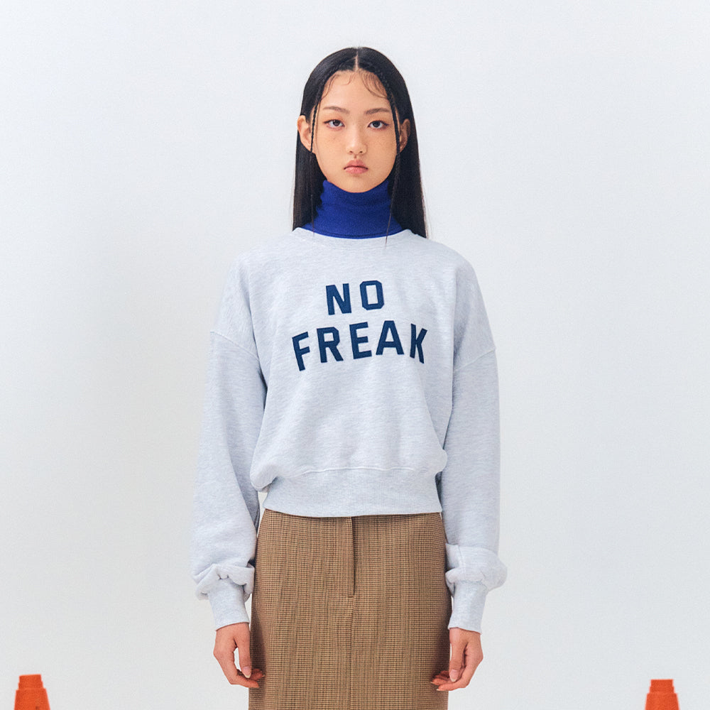 NO FREAK CROP SWEATSHIRTS MELANGE WHITE