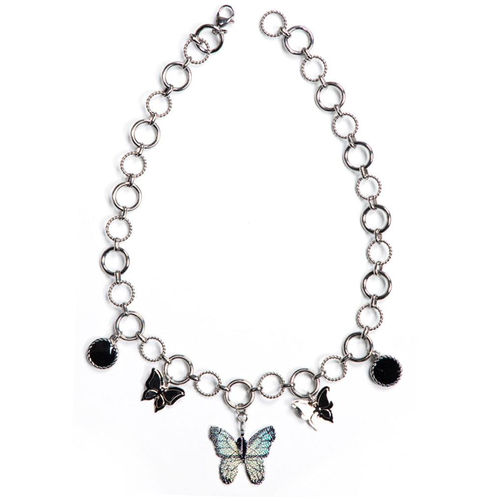 5P - Silvergray Butterfly necklace