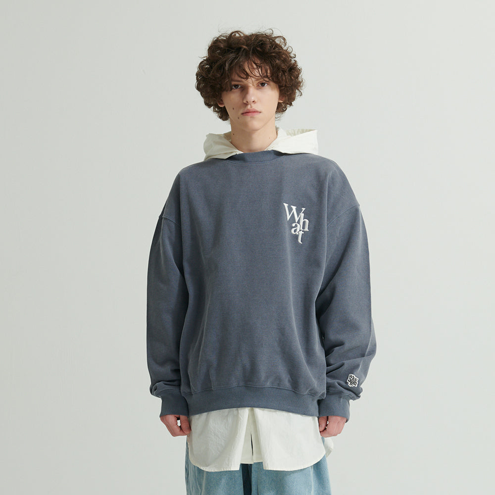 WHATTHE F.B Logo Embroidered Sweat Shirt Navy