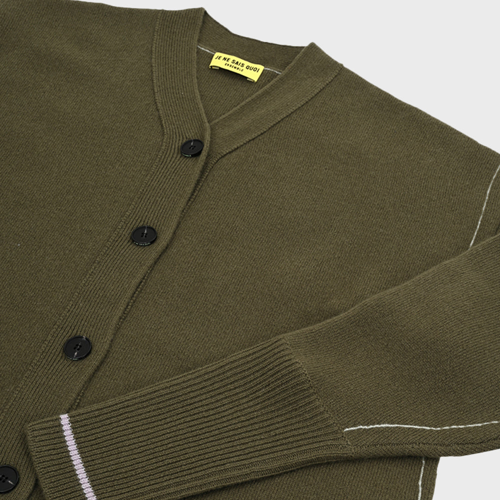 FULL NEEDLE STITCH CARDIGAN_KHAKI