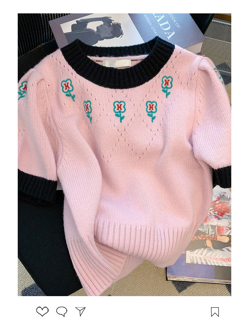 pink flower knit