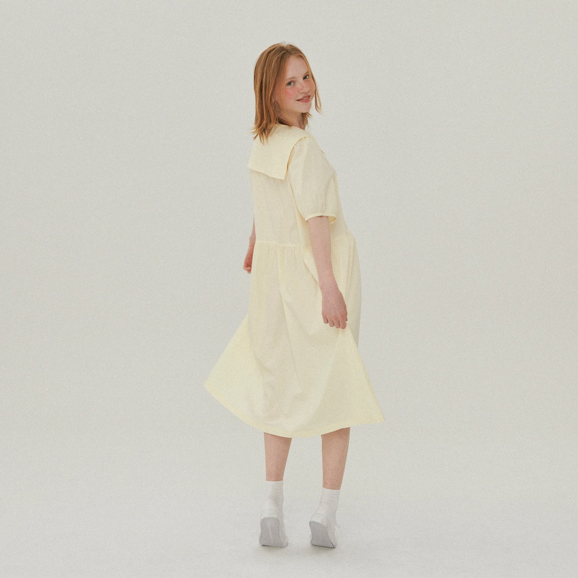 SAILOR COLLAR LONG DRESS_LEMON