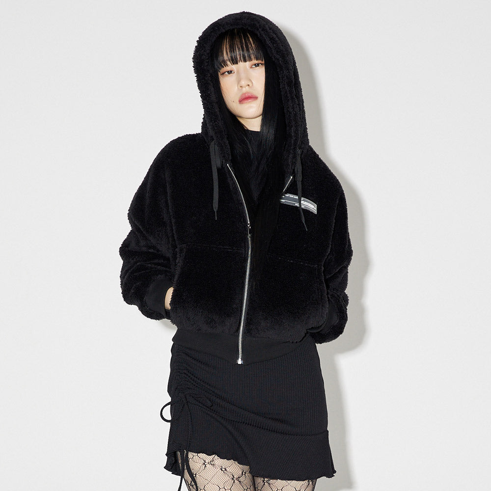 Zero Bear Crop zip-up [BLACK]