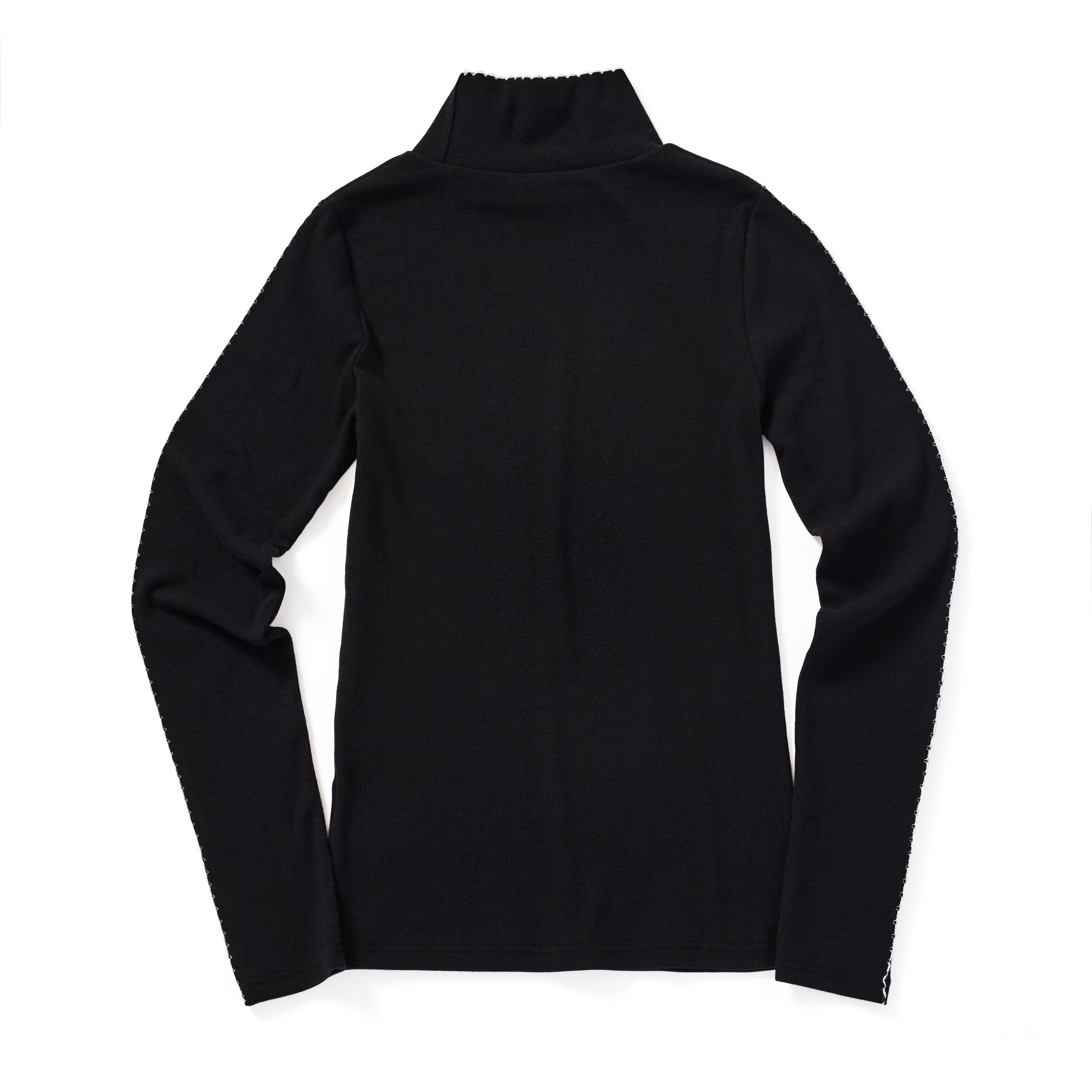 PICOT STITCH RIBBED TURTLENECK T-SHIRT_BLACK