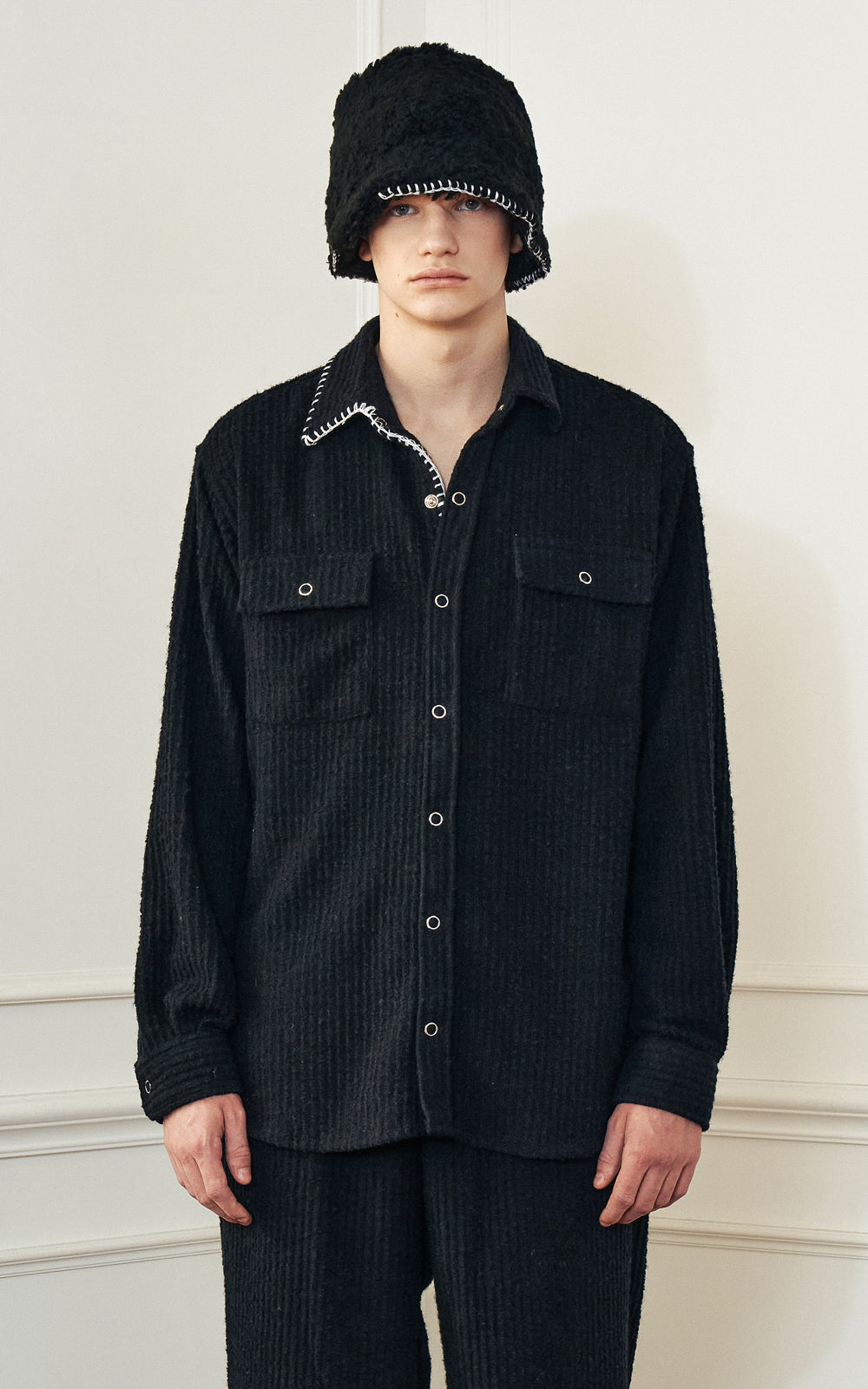 SOMCK WOOL GOLGI SHIRTS_[BLACK]