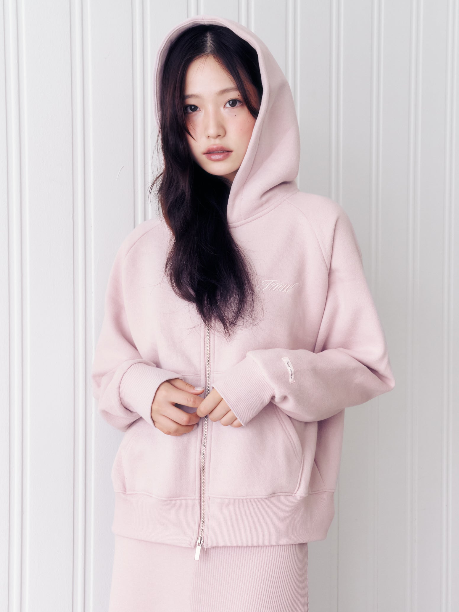 Raglan 2way Hood Zip-up (PINK)