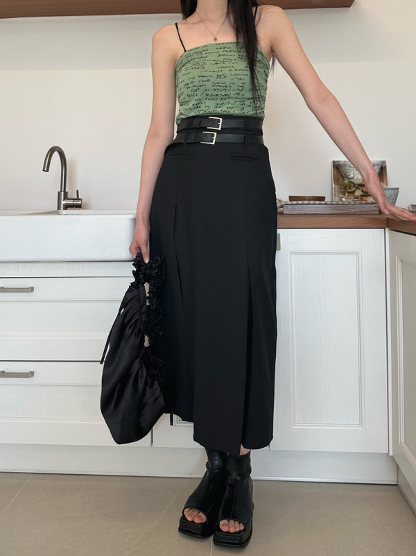 long belted skirt