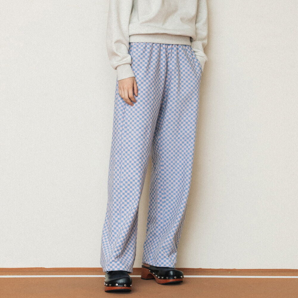 CHECKERBOARD BANDING PANTS_PINK BLUE