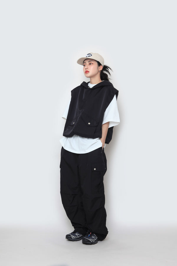 Snap Wide Cargo Pants