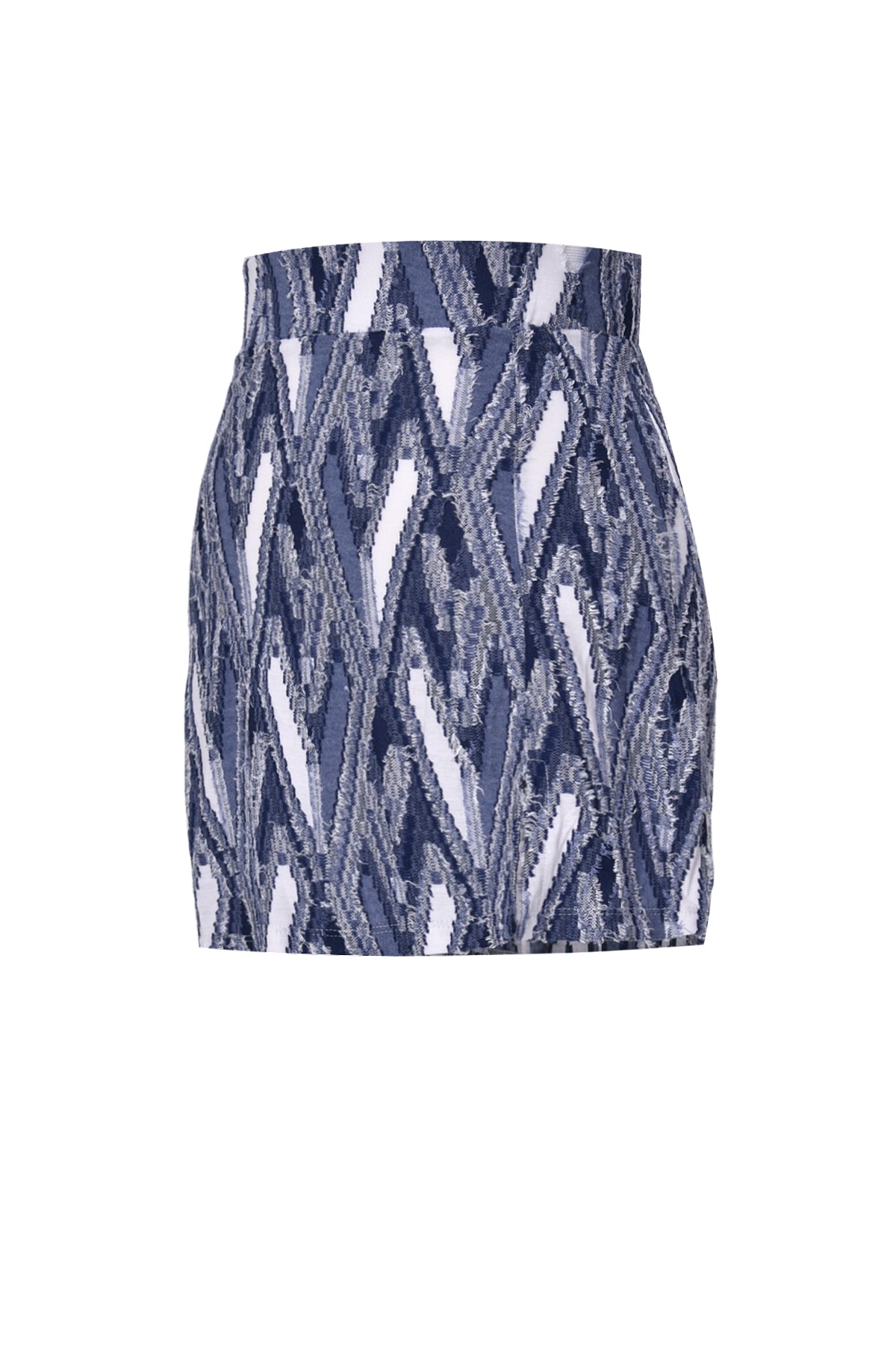 Denim jacquard slit mini skirts (navy)