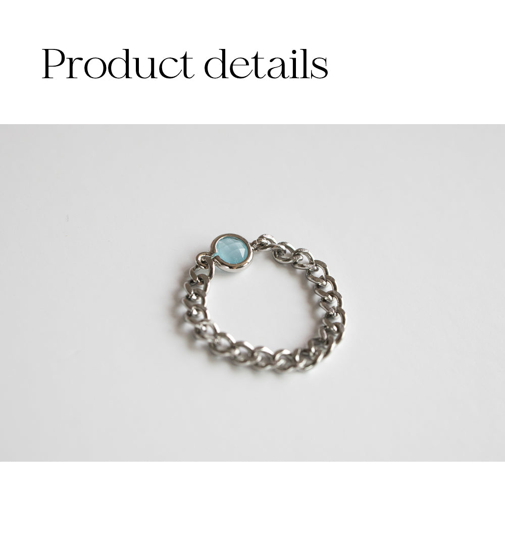 Blue opal pendant surgical chain ring
