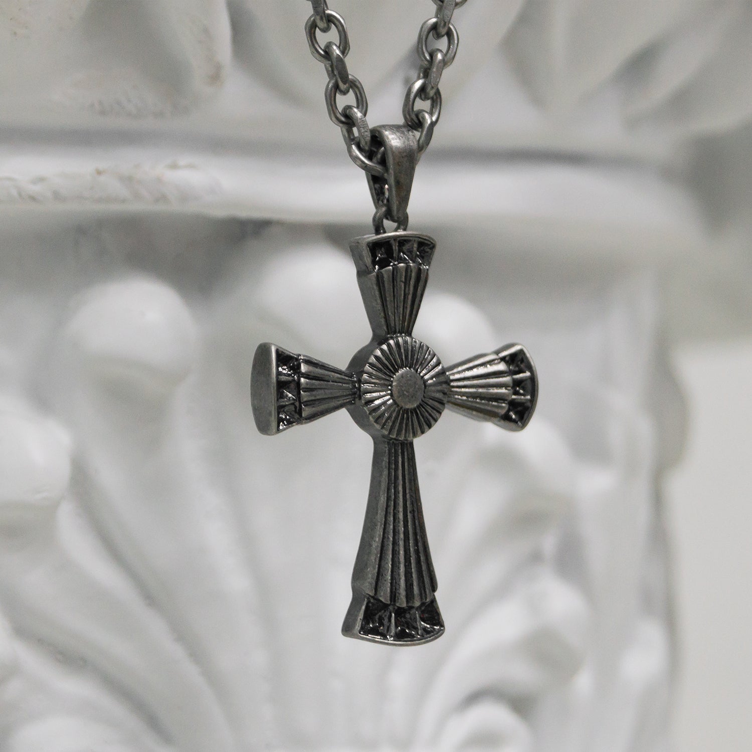 [BLESSEDBULLET] BEAMS cross II chain necklace_dark silver