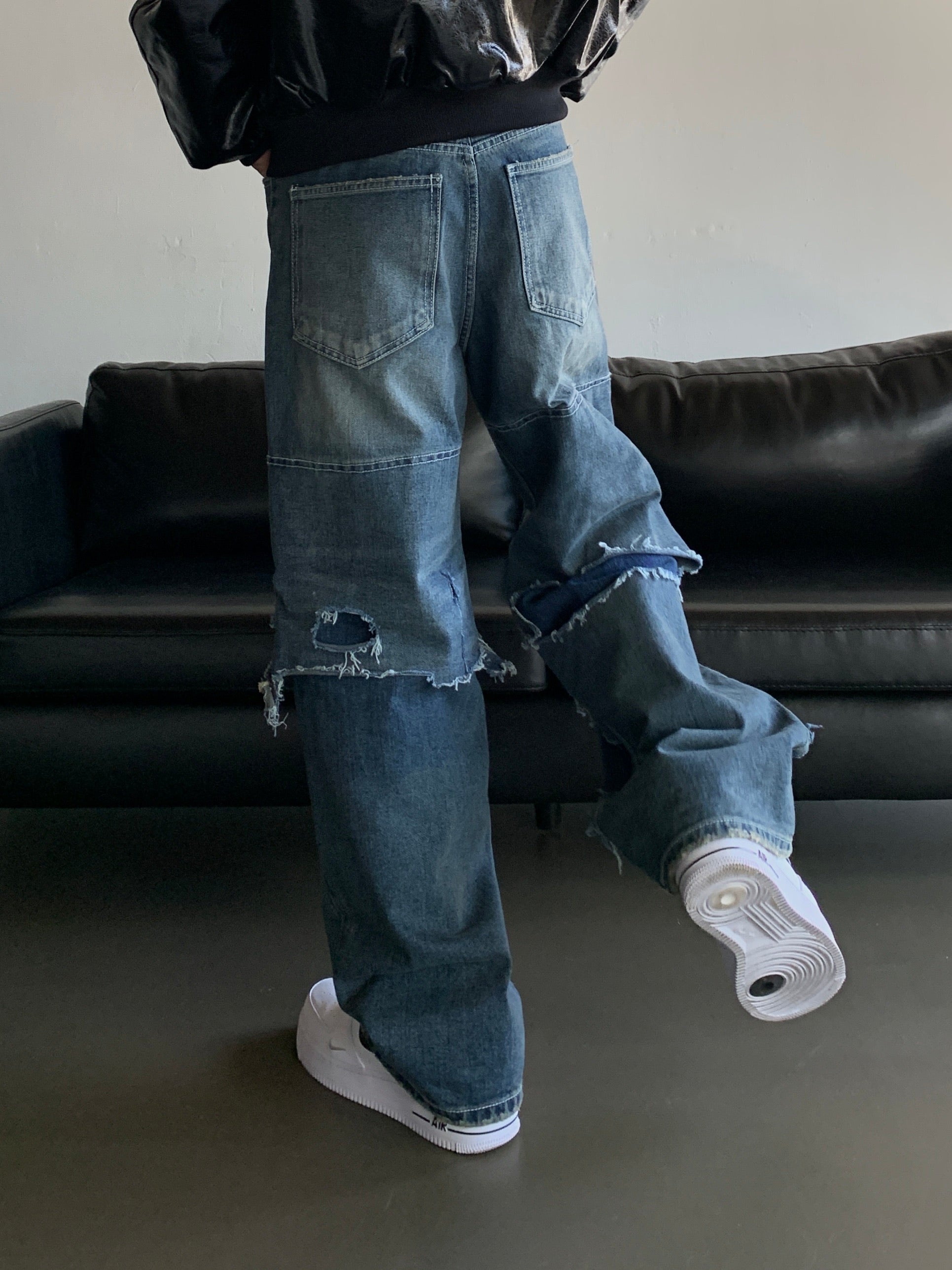 Destroyed Layered Pants (Blue)