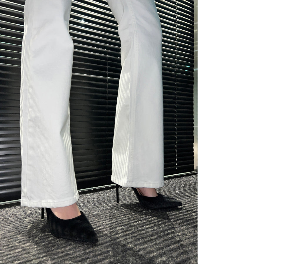 Low-rise cotton fleece-lined boots-cut pants (2 Color)