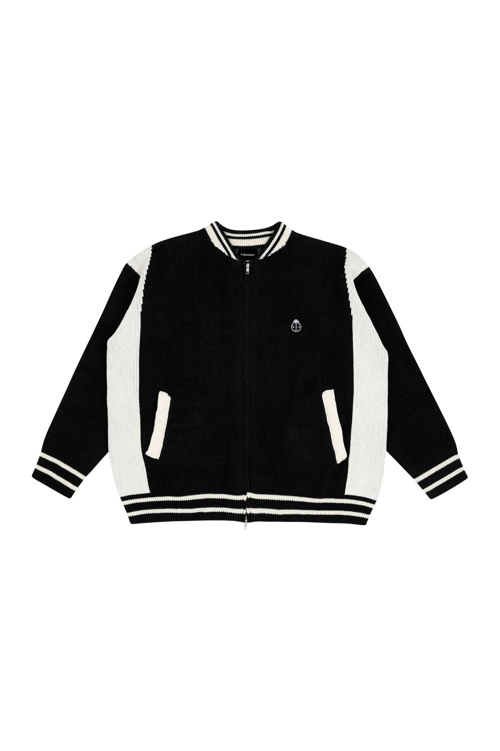 two-tone knit varsity