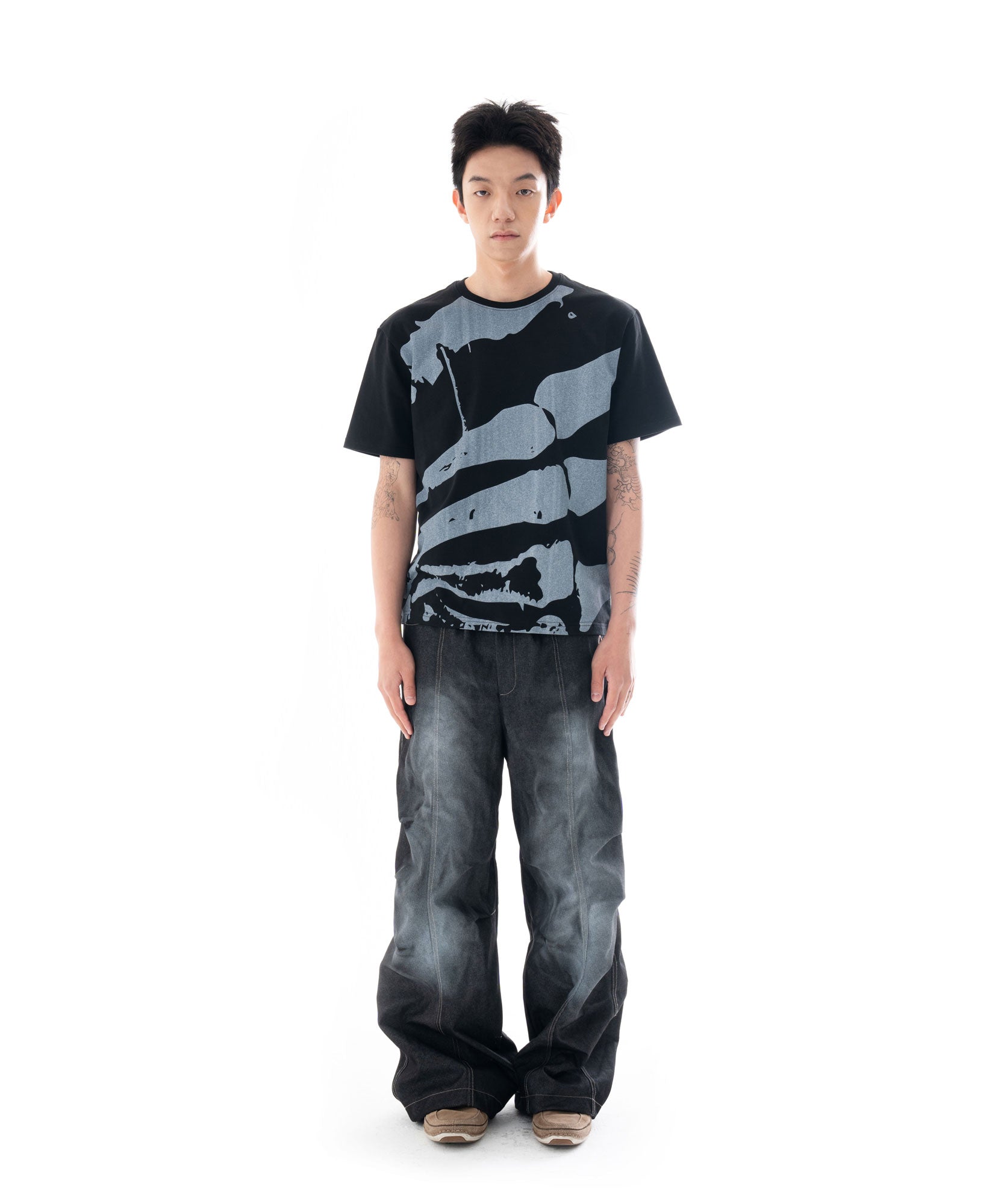 Sprayed Denim Pants (Black)