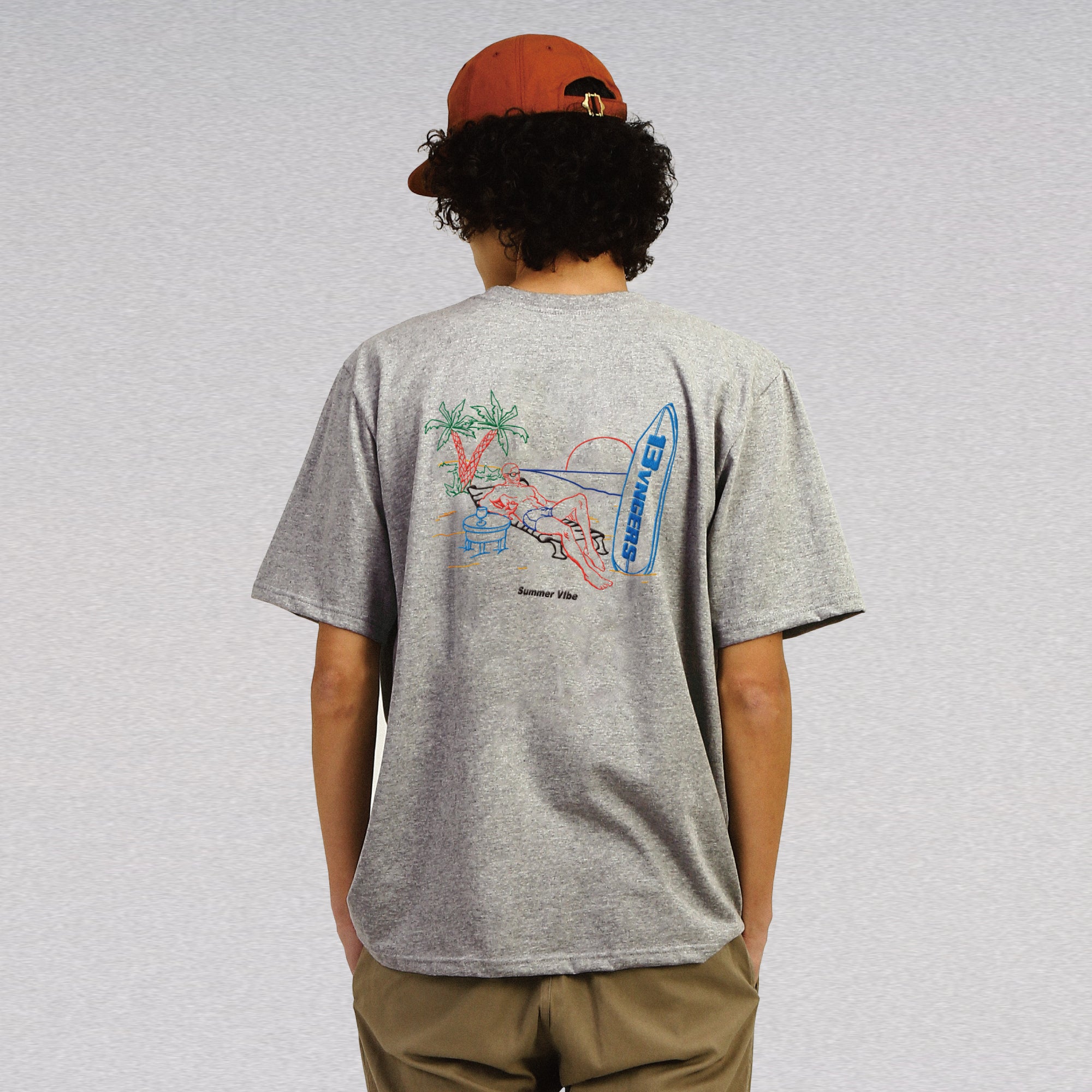 SummerVibe Embroidery T-Shirt_Grey