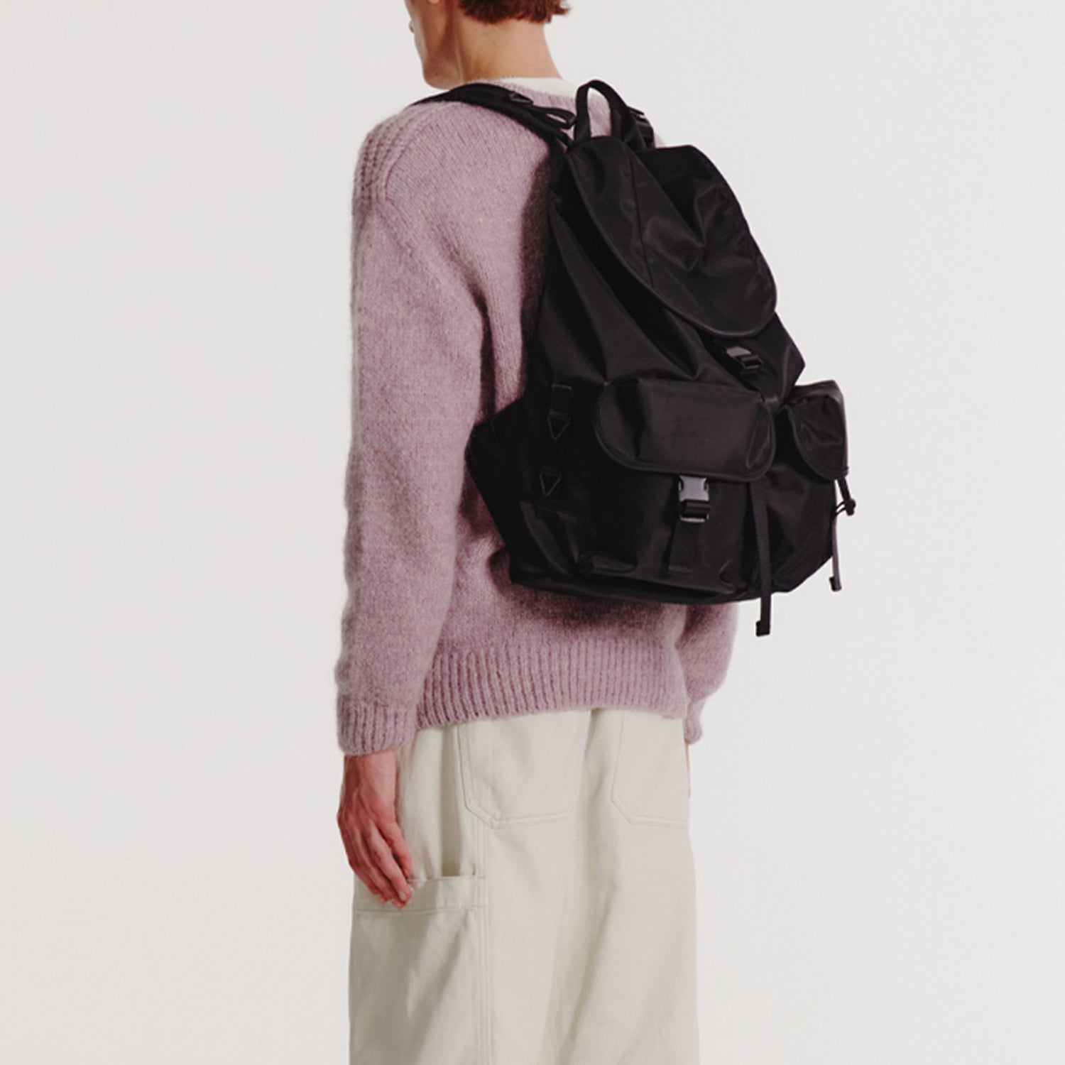 [After Pray Edition] 2-Pocket Nylon Cargo Rucksack (Black)