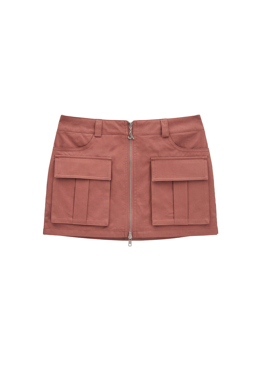 FRONT POCKET ZIP-UP SKIRT (BRICK ROSE)