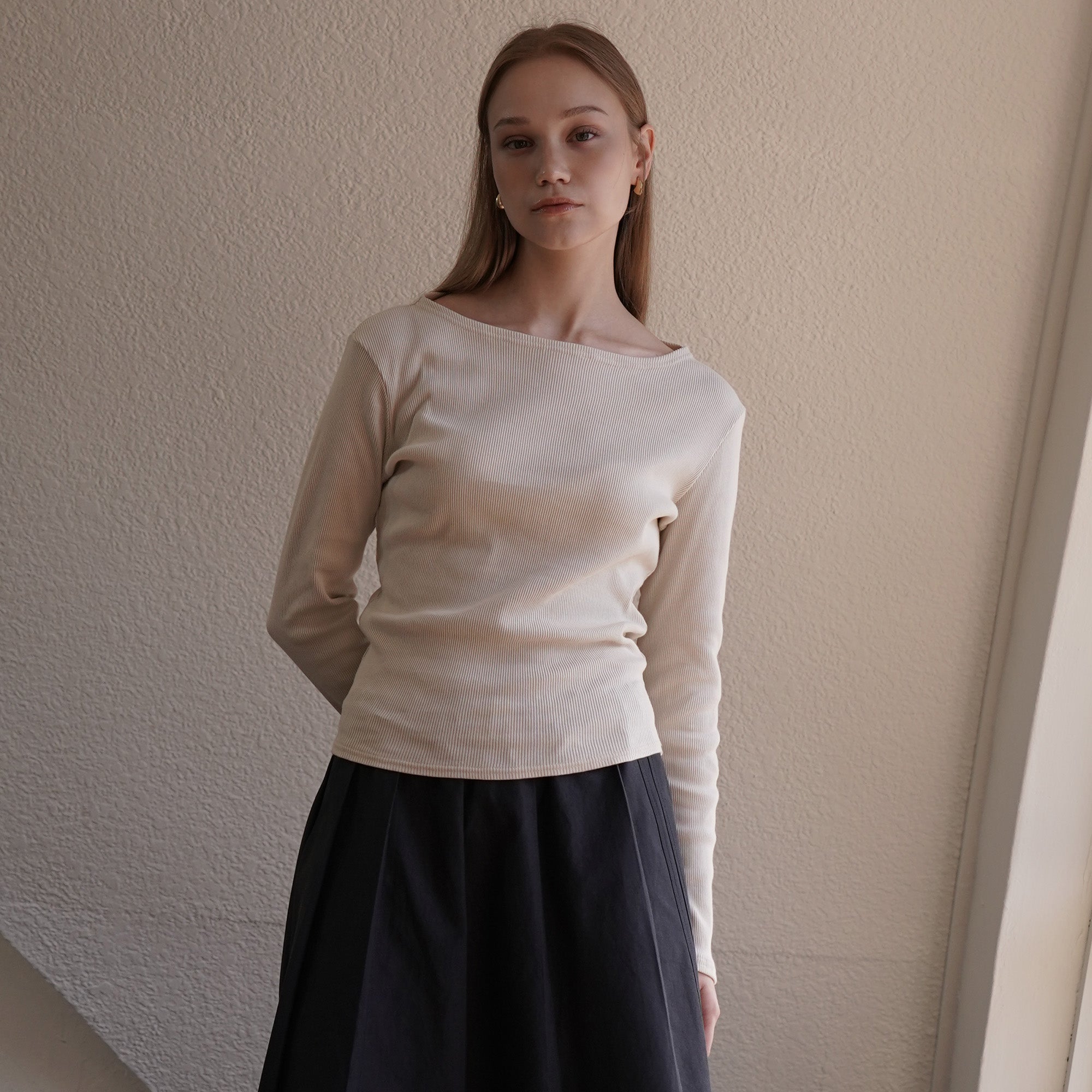 Cream Boatneck Top