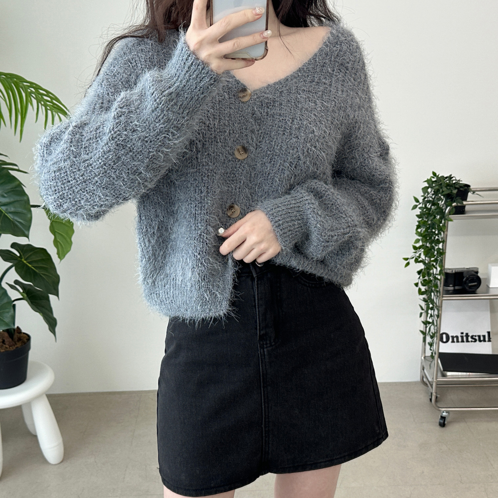 Mohair crop cardigan