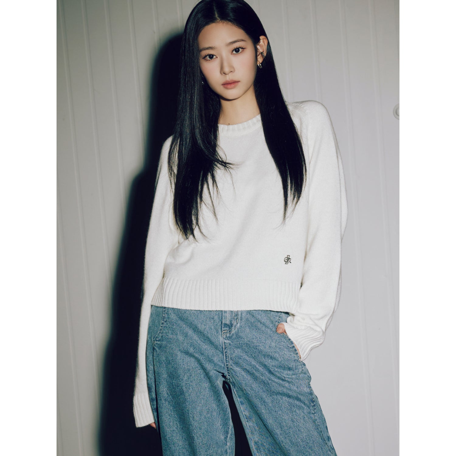 WOOL CASHMERE ROUND NECK KNIT_IVORY