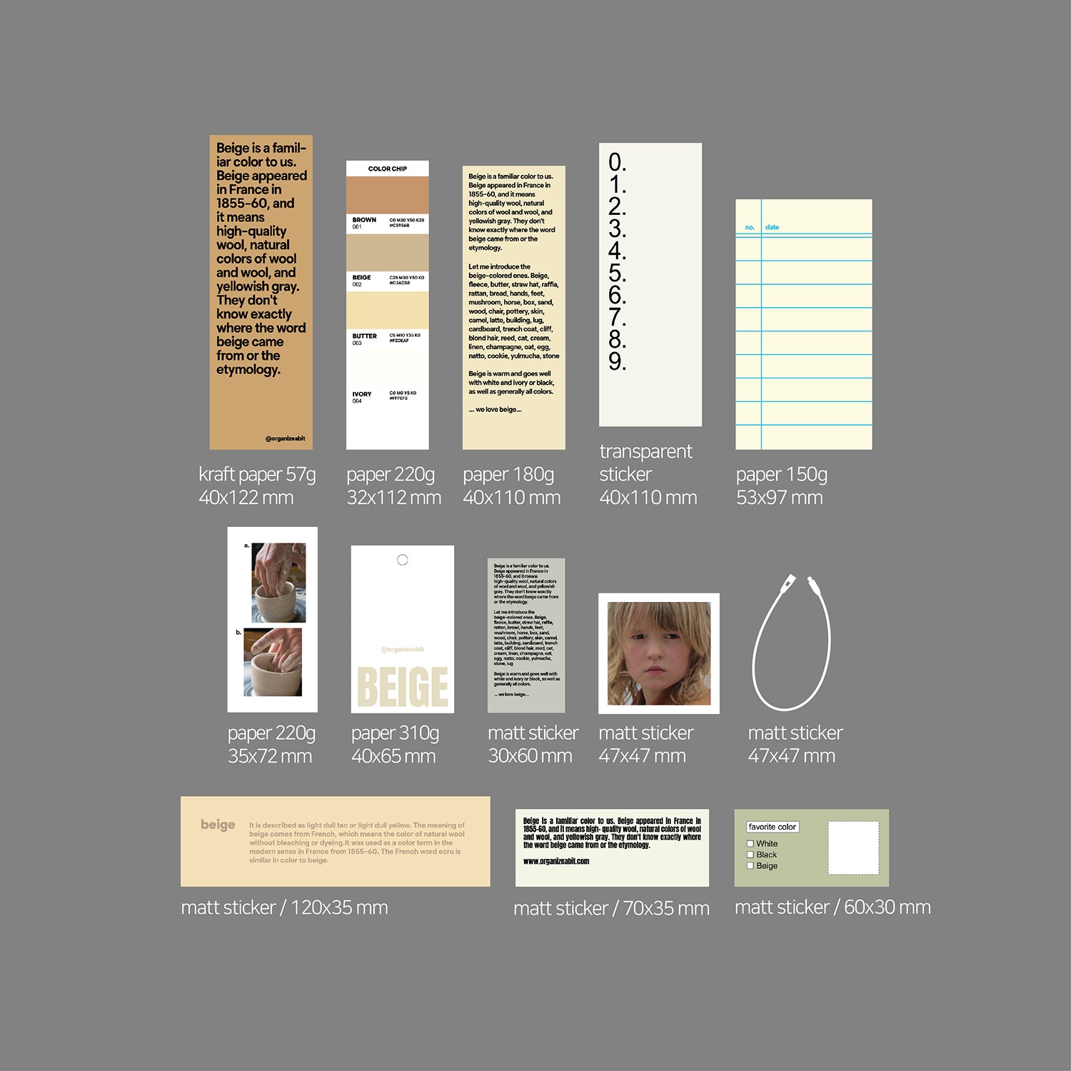 oab tone pack beige / scrap sticker set
