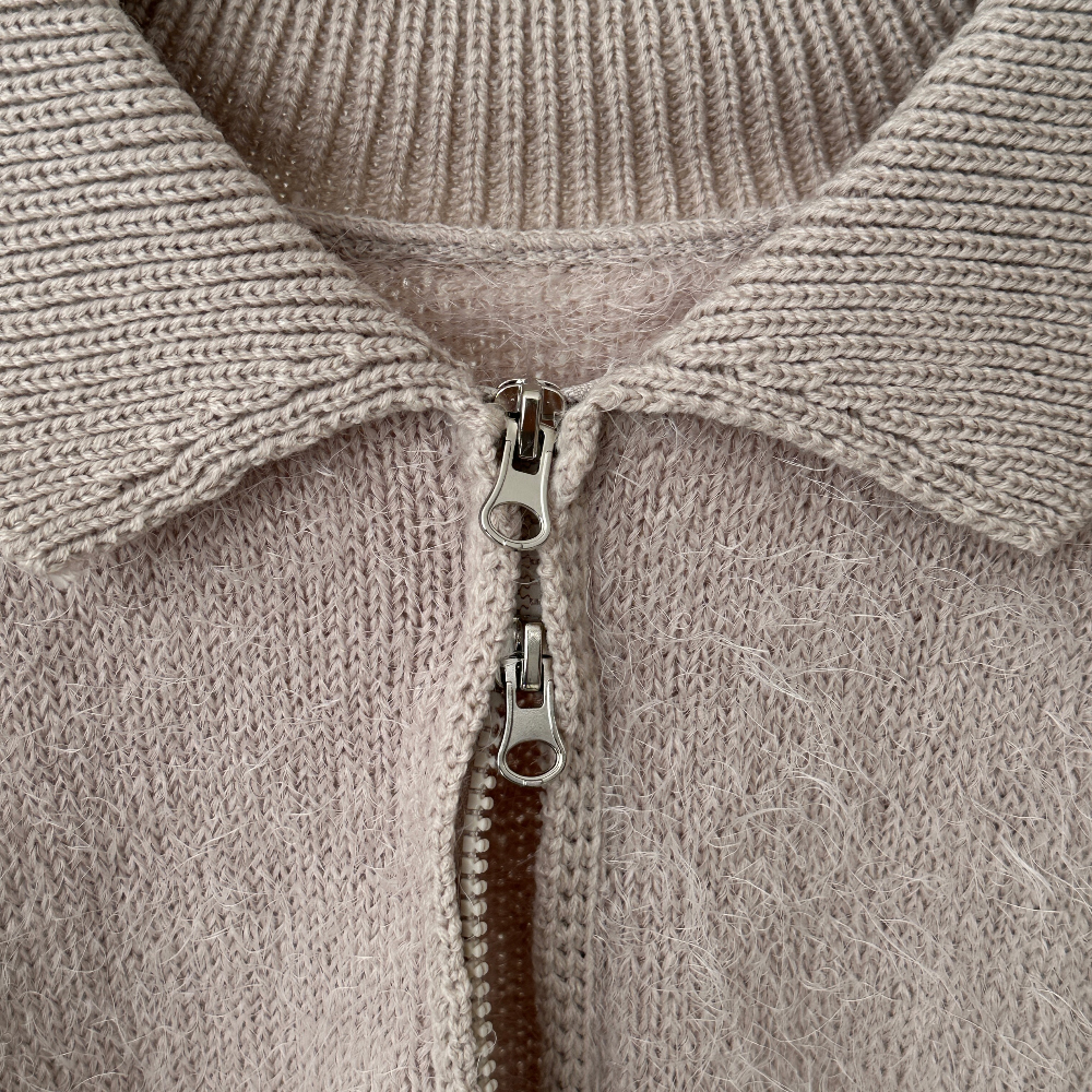 Angora Knit Zip Up