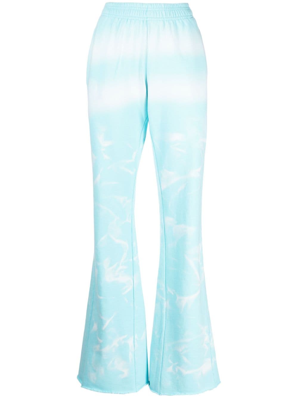 Logo embroidered tie dye cotton flayed pants