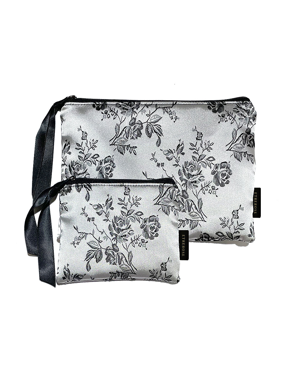 Rose Embroidery Satin Zip-pouch (SET/3color)