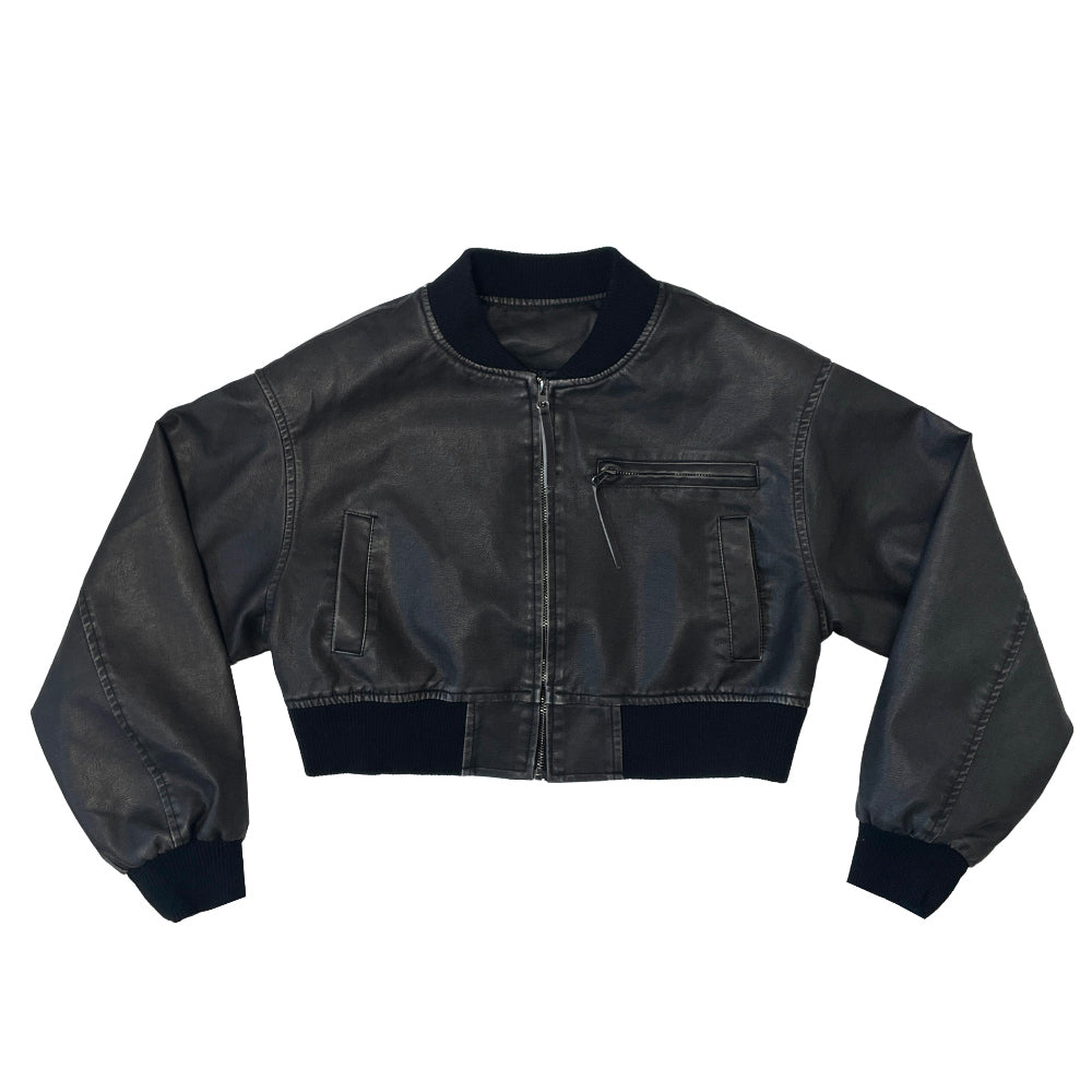 Vintage leather zipper jacket