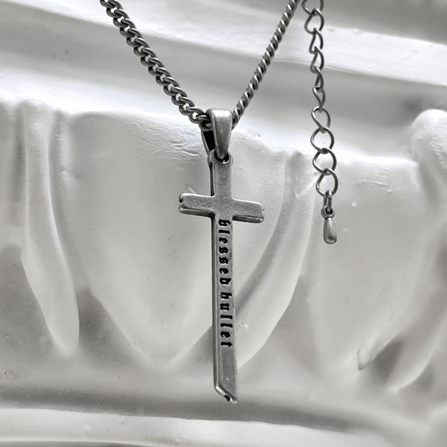 [BLESSEDBULLET]classic chain cross necklace_vintage silver