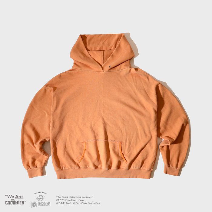 “Wormhole" VINTAGE HOODIE. Sunfade Coral